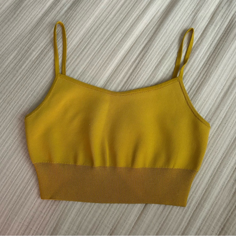 Babaton Yellow Sweater Crop Top